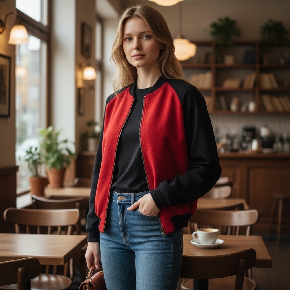 French Connection Red Wool Blend Zip Jacket - Size 4 (US)
